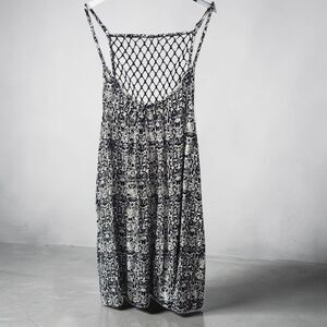 The Sloane Society Mini Dress Womens Medium Black White Snakeskin Mesh Back Y2K